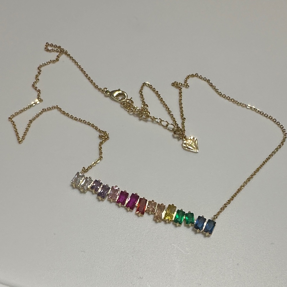 Elegant Gold Multicolor Gemstone Necklace
